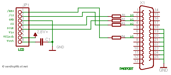 [n6310: circuit for connecting display to parallel port]